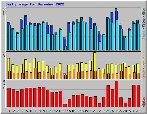 Daily usage for December 2022