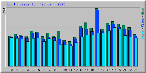 Hourly usage for February 2023
